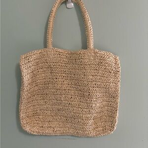 J Crew Factory summer straw tote bag 15”x18”